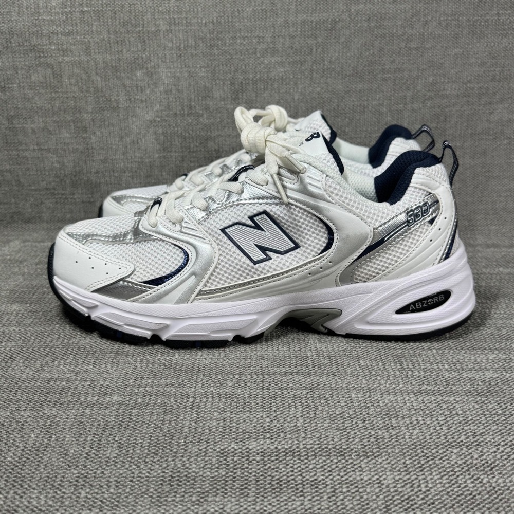 New Balance 530 White Silver Navy Running Sneakers Womens 8 - Picture 5 of 12